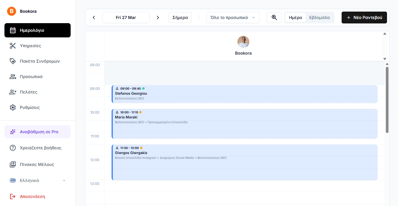 Bookora dashboard overview